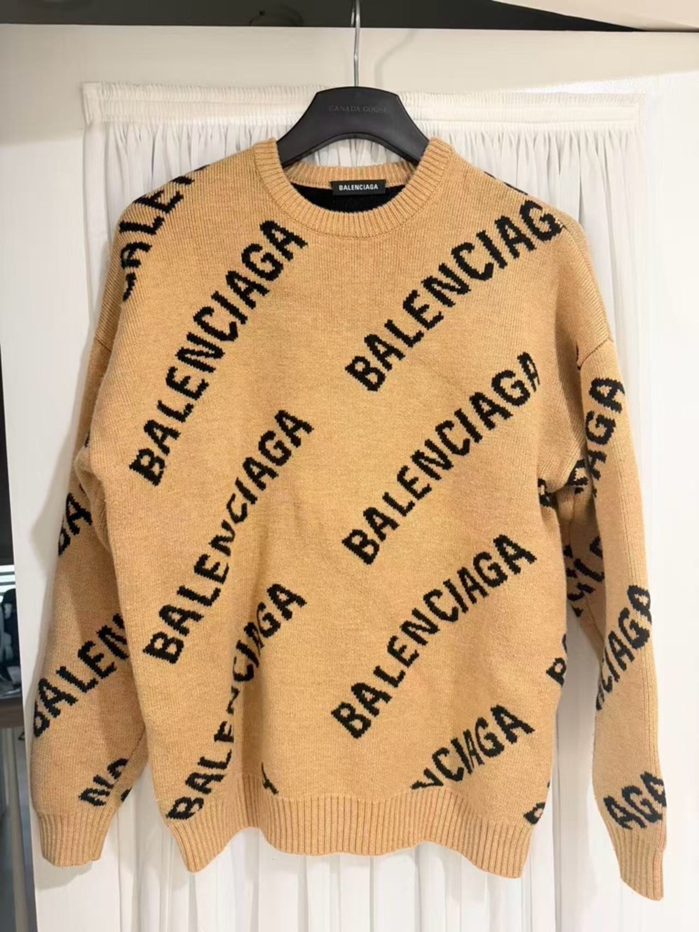 Mens Beige Logo Knit Sweater
